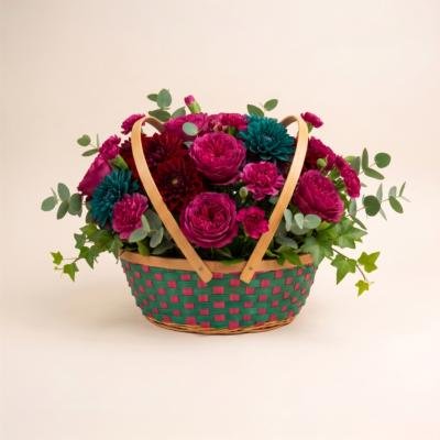 Round Designer basket with handle