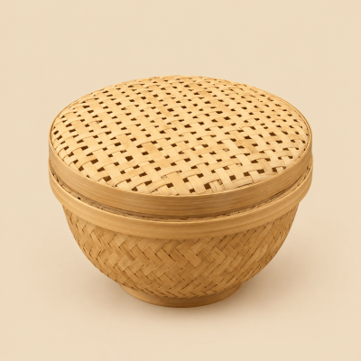Handcrafted Bamboo Basket with Lid