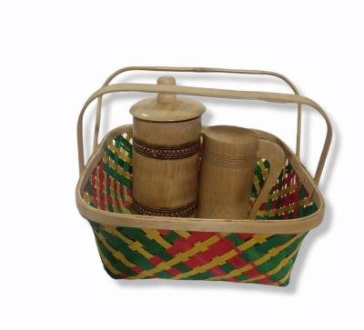 Bamboo Square Basket With Handle